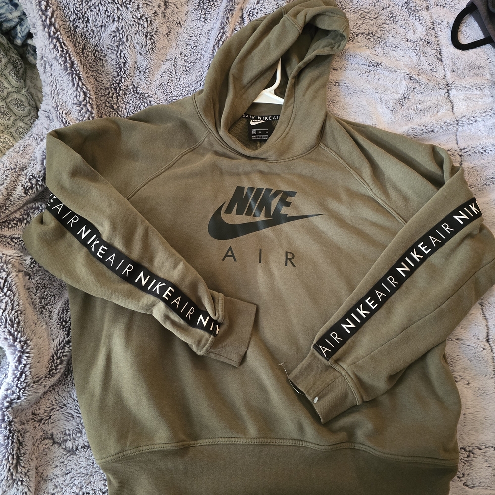 Nike Olive Green Hoodie with Black Logo